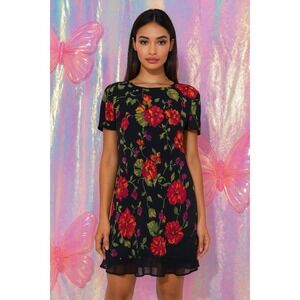 Y2K Chic Liz Claiborne Relaxed Dress Women Floral Cottagecore Sz 6Made in Korea